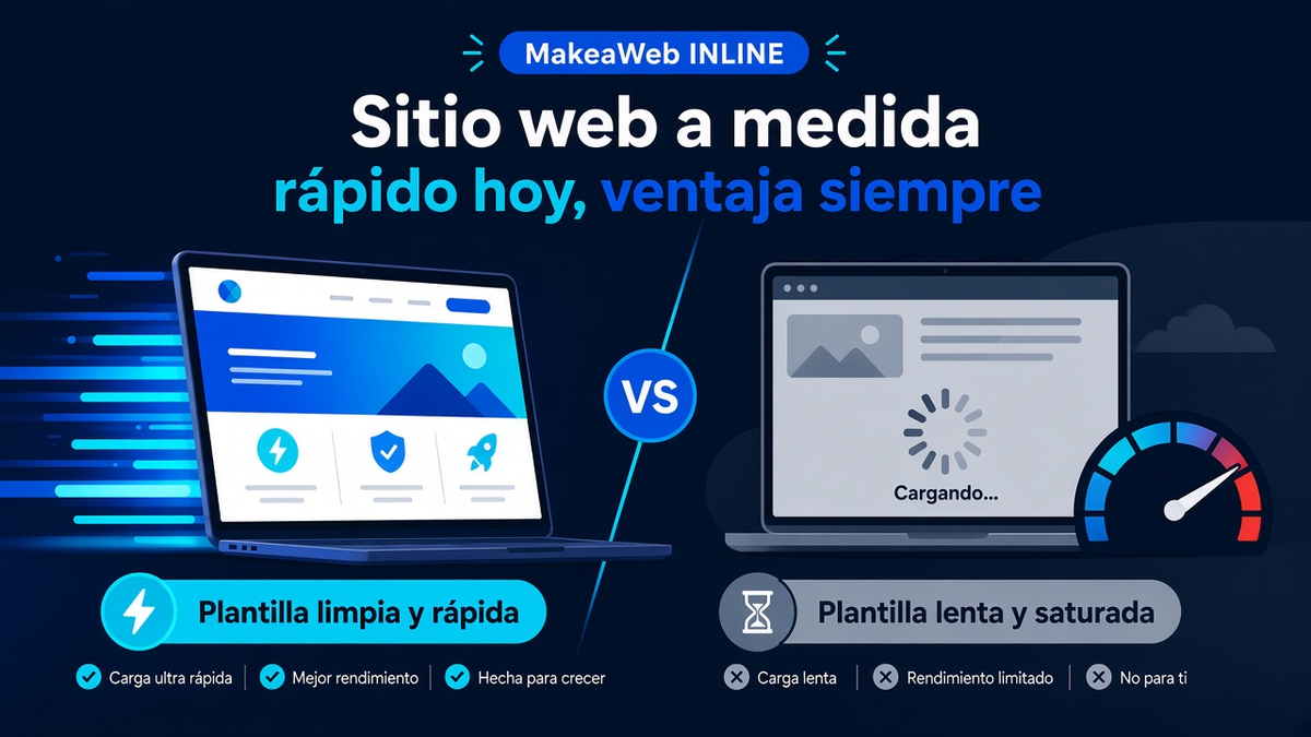 Comparativa web rápida a medida frente a plantilla pesada