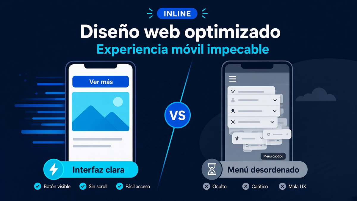 Primera pantalla móvil con CTA de contacto visible