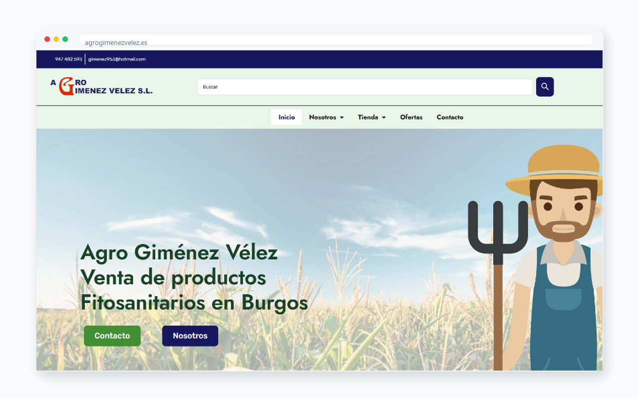 Captura del sitio web de Agro Giménez Vélez