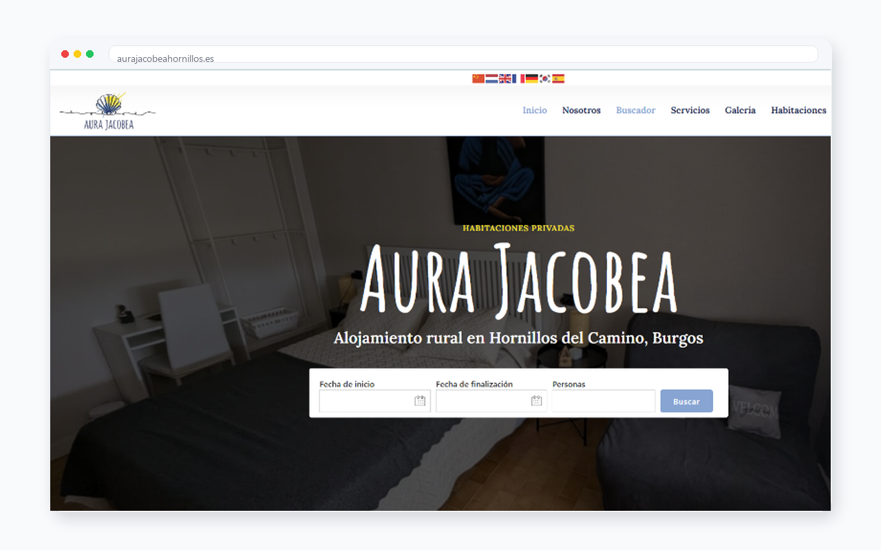 Captura del sitio web de Aura Jacobea